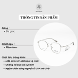 Gọng kính Velocity VL23587 dáng đa giác thép không gỉ chính hãng fullbox