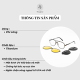  Kính râm cận thời trang clip on 7037 chống tia UV ngăn ánh sáng xanh trong 1 Bộ 2 Kẹp Cao Cấp 