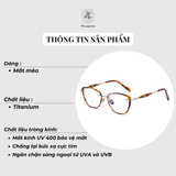  Gọng khoan không viền ARLT 6077 dáng mắt mèo titanium cao cấp 