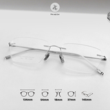  Gọng khoan không viền W701 dáng đa giác titanium cao cấp 