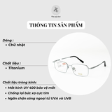 Gọng kính Dox 8503 dáng chữ nhật Titanium chính hãng