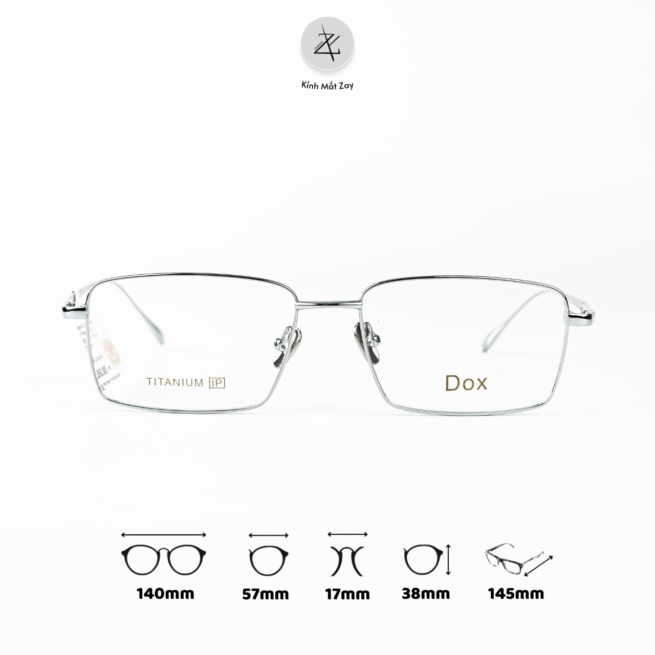  Gọng kính Dox 8505 dáng chữ nhật Titanium chính hãng 