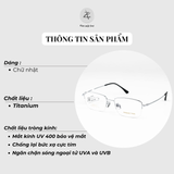 Gọng kính Romano Titan 3008 dáng chữ nhật titanium phong cách thời trang cao cấp