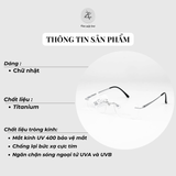  Gọng khoan không viền Rondo 1007 hình chữ nhật titanium cao cấp fullbox 