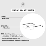 Gọng khoan không viền BWT7532 dáng đa giác titanium cao cấp