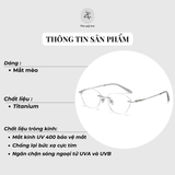  Gọng khoan không viền 6097 dáng mắt mèo titanium cao cấp 
