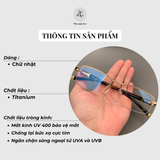  Gọng kính xẻ cước CH Bone Polishr III dáng chữ nhật titanium cao cấp 