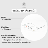 Gọng kính xẻ cước nửa khung Dox 8806 dáng chữ nhật Titanium chính hãng