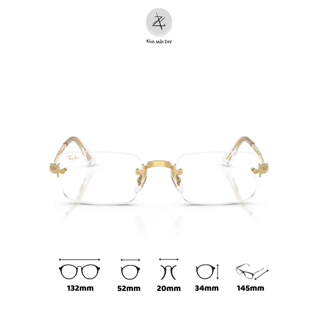  Gọng khoan không viền RayBan X ASAP Rocky 0RX3928V dáng chữ nhật kim loại chính hãng fullbox 