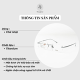 Gọng khoan không viền Dox 8501 dáng chữ nhật Titanium chính hãng
