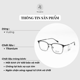  Gọng kính Velocity VL23649 dáng vuông thép không gỉ chính hãng fullbox 