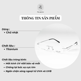  Gọng khoan không viền Velocity VL281085 dáng chữ nhật titanium chính hãng fullbox 