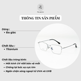  Gọng kính xẻ cước 88226 dáng đa giác nữa khung Titanium cao cấp 