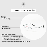 Gọng kính xẻ cước nửa khung Dox 8502 dáng chữ nhật Titanium chính hãng