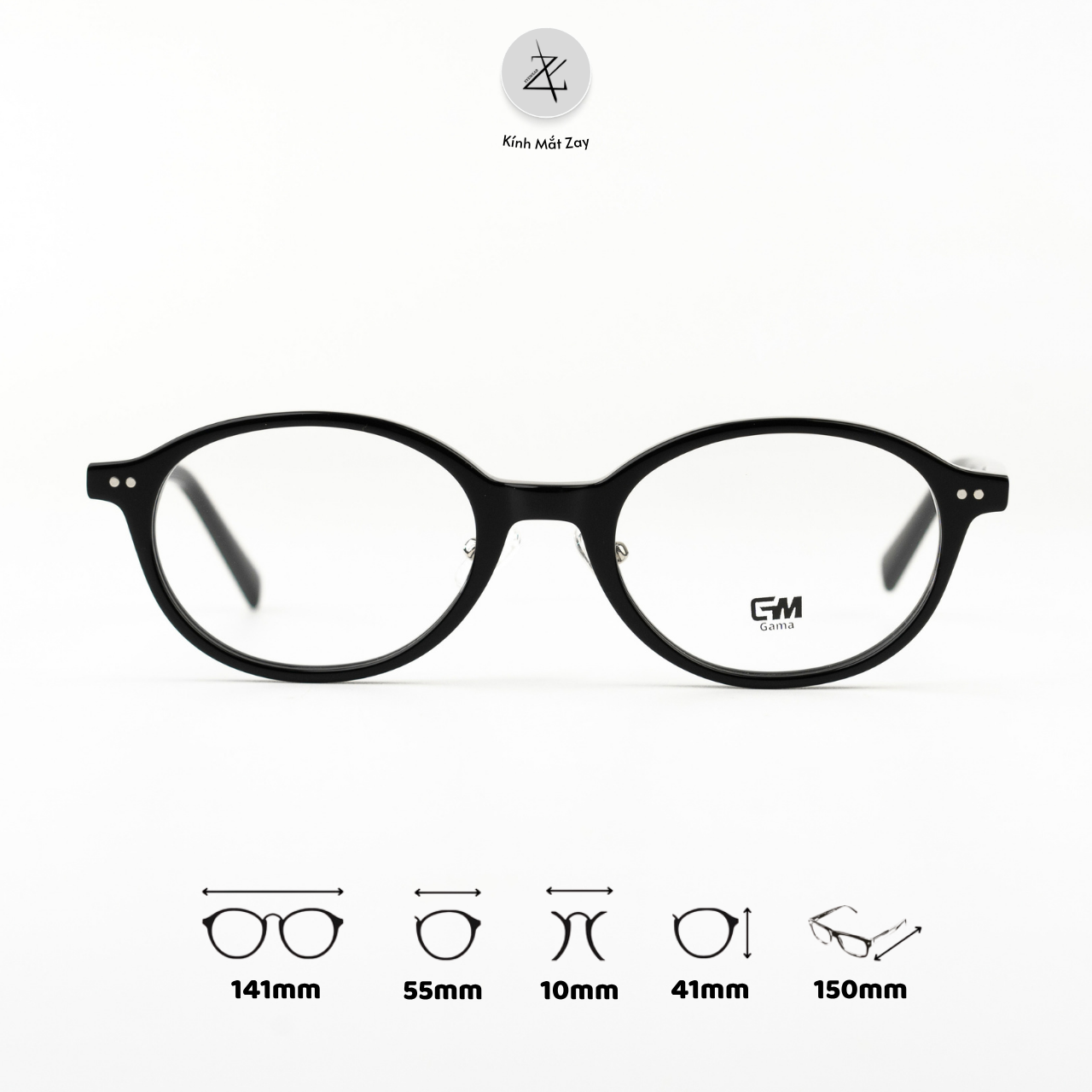  Gọng kính GAMA BC-2062 dáng tròn nhựa acetate chính hãng 
