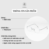  Gọng khoan không viền WT0011 dáng mắt mèo titanium dẻo cao cấp 