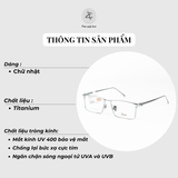 Gọng kính Dox 8501 dáng chữ nhật Titanium chính hãng