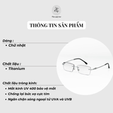  Gọng khoan không viền 69053-99 dáng chữ nhật titanium dẻo cao cấp 