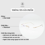  Gọng khoan không viền Rondo 6060 dáng chữ nhật titanium cao cấp fullbox 