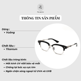  Gọng kính nửa khung Chrome Hearts CH8224 dáng vuông titanium cao cấp fullbox 