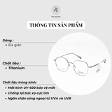  Gọng kính Velocity VL23592 dáng đa giác thép không gỉ chính hãng fullbox 