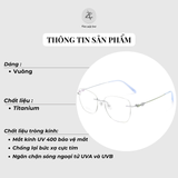  Gọng khoan không viền 2802 dáng vuông titanium cao cấp 