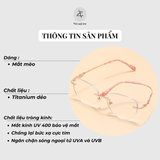  Gọng khoan không viền đính đá 0605 - 88 dáng mắt mèo titanium dẻo cao cấp 