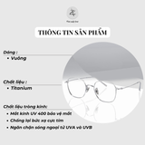 Gọng kính Zay Eyewear 18073 dáng vuông titanium phong cách Hàn Quốc