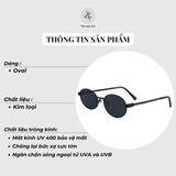  Kính mát OF 7602 dáng oval kim loại Hàn Quốc 