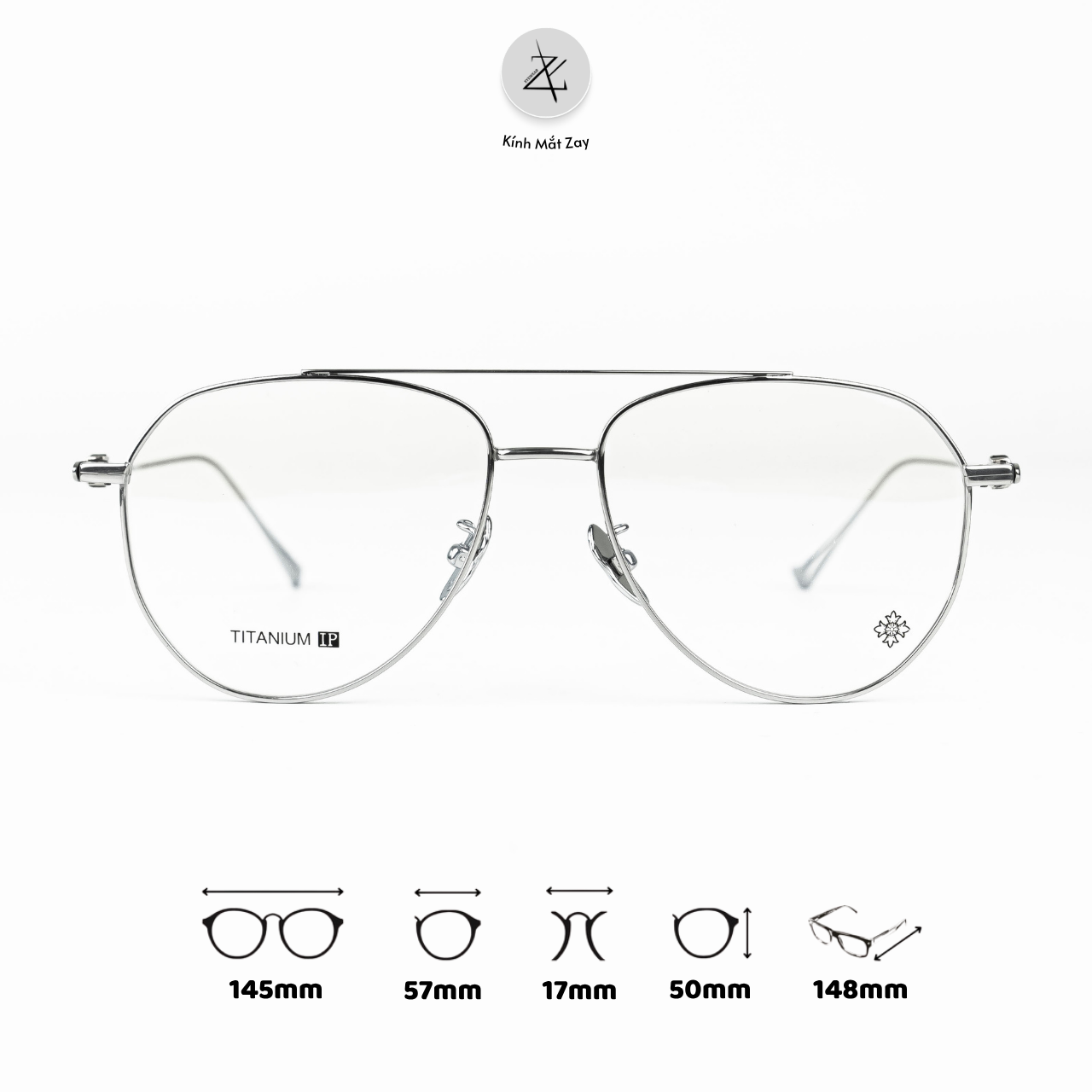  Gọng kính Size To CH5200 dáng phi công titanium cao cấp fullbox 