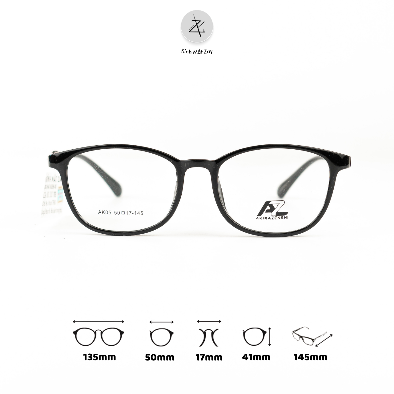  Gọng kính AkiraZenshi AK05 dáng vuông TR90 chính hãng 