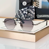  Kính mát Chrome Hearts Prosted dáng đa giác titanium cao cấp fullbox 