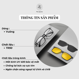  Kính râm cận thời trang clip on chống tia UV ngăn ánh sáng xanh trong 1 Bộ 2 Kẹp Cao Cấp 9022 