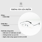  Gọng kính xẻ cước nửa khung CRV J88304 dáng chữ nhật Titanium chính hãng 