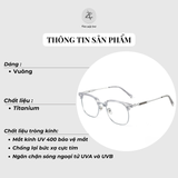  Gọng kính nửa khung Zay Eyewear OF 0062 dáng vuông titanium phong cách Hàn Quốc 