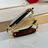  Kính mát khoan không viền gấp gọn Cartier CT0499S dáng vuông titanium cao cấp fullbox 