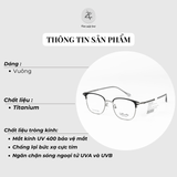  Gọng kính Velocity VL23601 dáng vuông thép không gỉ chính hãng fullbox 