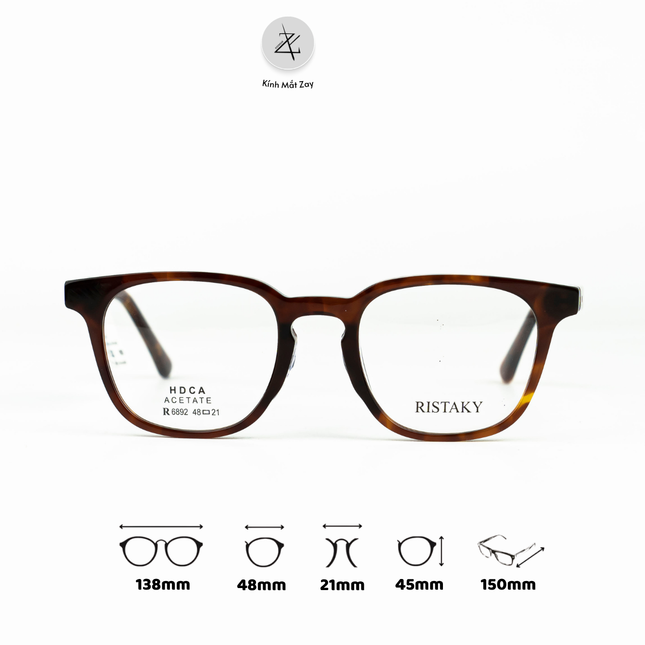  Gọng kính Ristaky 6892 dáng vuông nhựa acetate 