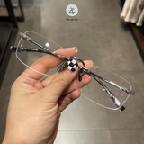  Gọng khoan không viền Chrome Hearts CH8085 dáng chữ nhật titanium cao cấp full box 