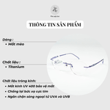  Gọng khoan không viền Rondo 6089 dáng mắt mèo titanium cao cấp fullbox 