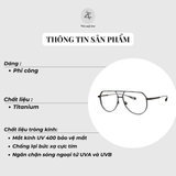 Gọng kính Bolon BT1517 dáng phi công titanium chính hãng fullbox