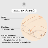  Gọng khoan không viền WT0008 - 95 dáng mắt mèo titanium dẻo cao cấp 