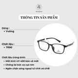  Gọng kính ROVANIFA RV09 dáng vuông nhựa TR90 dẻo chính hãng 