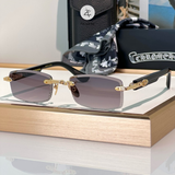 Kính mát Chrome Hearts Deep VI dáng chữ nhật titanium cao cấp fullbox 