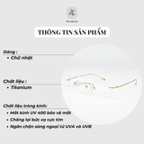  Gọng khoan không viền Rondo 6006 dáng chữ nhật titanium cao cấp fullbox 