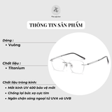  Gọng khoan không viền 6077 dáng vuông titanium cao cấp 