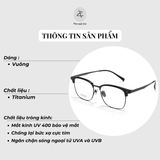  Gọng kính Zay Eyewear 6031 dáng vuông nửa khung Titanium phong cách Hàn Quốc 