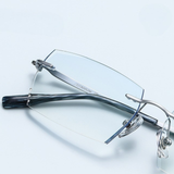 Gọng kính khoan không viền WT 0010 dáng đa giác titanium cao cấp