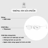  Gọng khoan không viền Bolon BR1002 dáng mắt mèo titanium chính hãng fullbox 