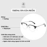  Gọng kính xẻ cước D8063 dáng vuông nữa khung Titanium cao cấp 